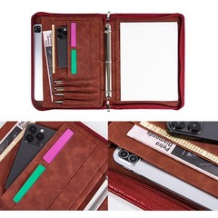 Vintage Red Embossed Planner Binder,Padfolio for Women,Leather Binder 3 Ring,…