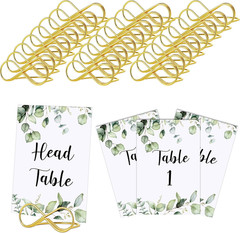 Marspark 26 Pieces Wedding Table Numbers with 26 Gold Table Holders Greenery Euc