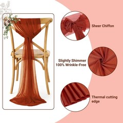 MDS® Pack of 10 Chiffon Chair Sashes Bows Wedding Events Supplies Decorations