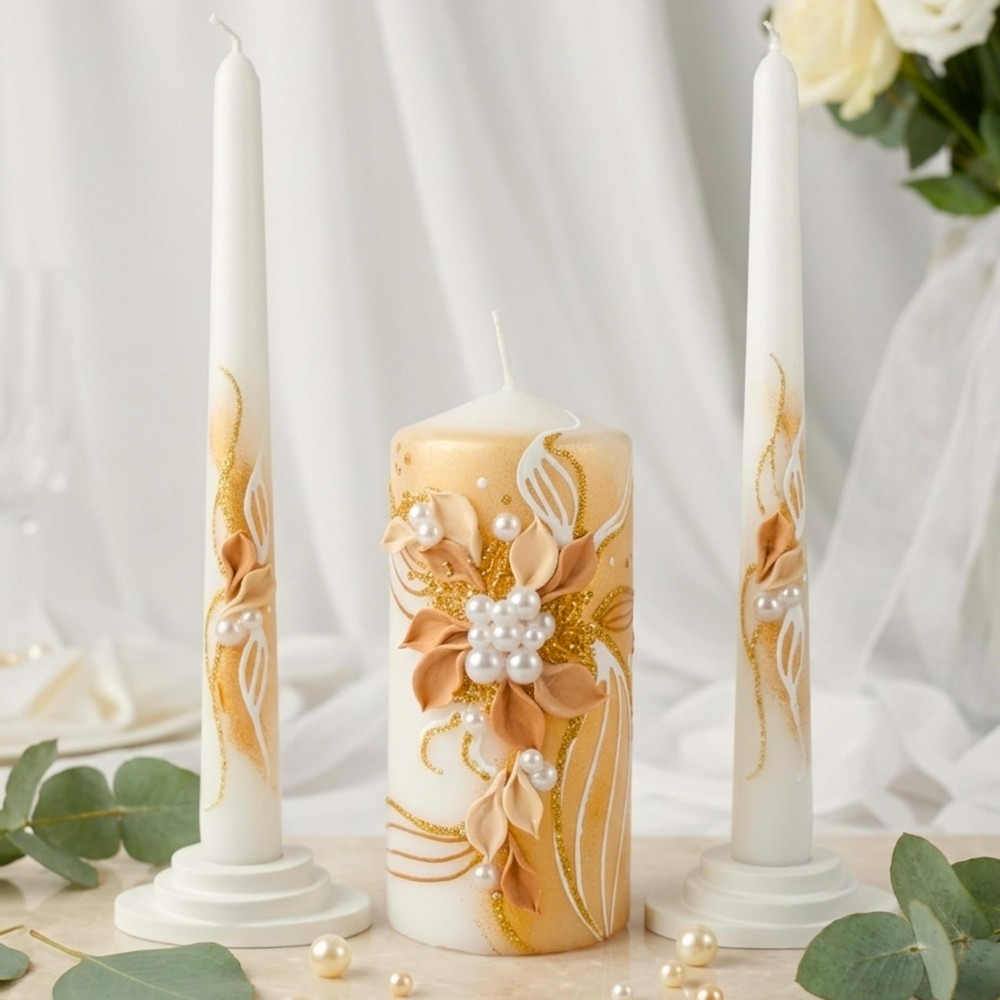 Unity Candle Set for Wedding Ceremony – 6” Pillar & 10” Taper Candles – Long …