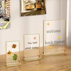 NIUBEE 6Pack 5 x 7 Clear AcrylicWedding Table Number HolderStandswithGoldBorders