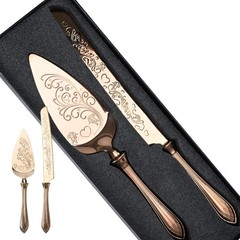 13.78 inch Rose Gold Wedding Cake Knife Server Set SUS304 Stainless Steel
