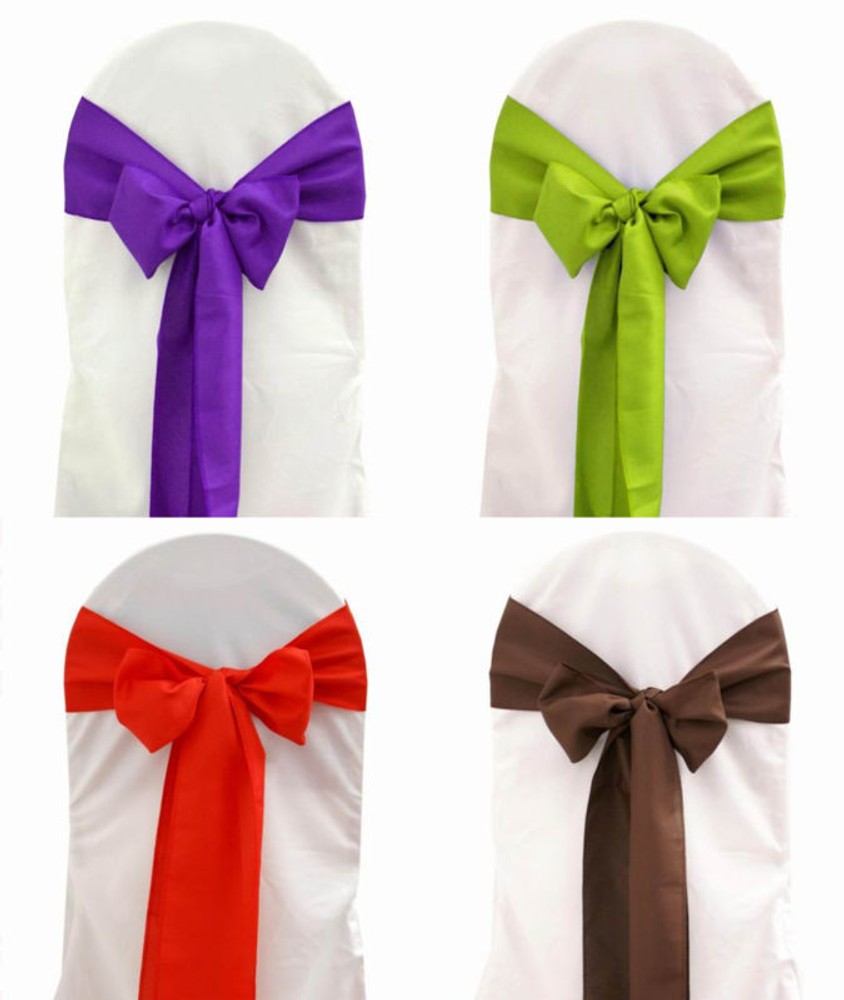 300 Polyester Chair Cover Sash Bows Made USA 100% Heavy Woven PolyPoplin Plain