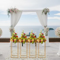 4Pcs Gold Metal Column Flower Stands Centerpiece Holder Rack Party/Wedding Decor