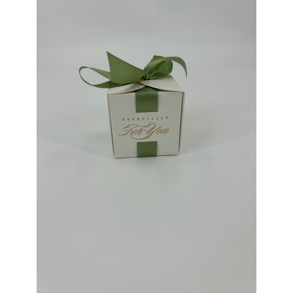 49 Pack White Especially For You Favor Boxes with Green Ribbon 2.5 Inch