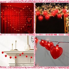 8.5Ft Heart String Lights, Valentine Decoration Lights with 10 Red Heart Lights