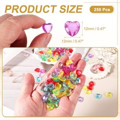 250Pcs Acrylic Heart Gems Heart Shaped Bauble Vase Fillers Ornaments Rose Red