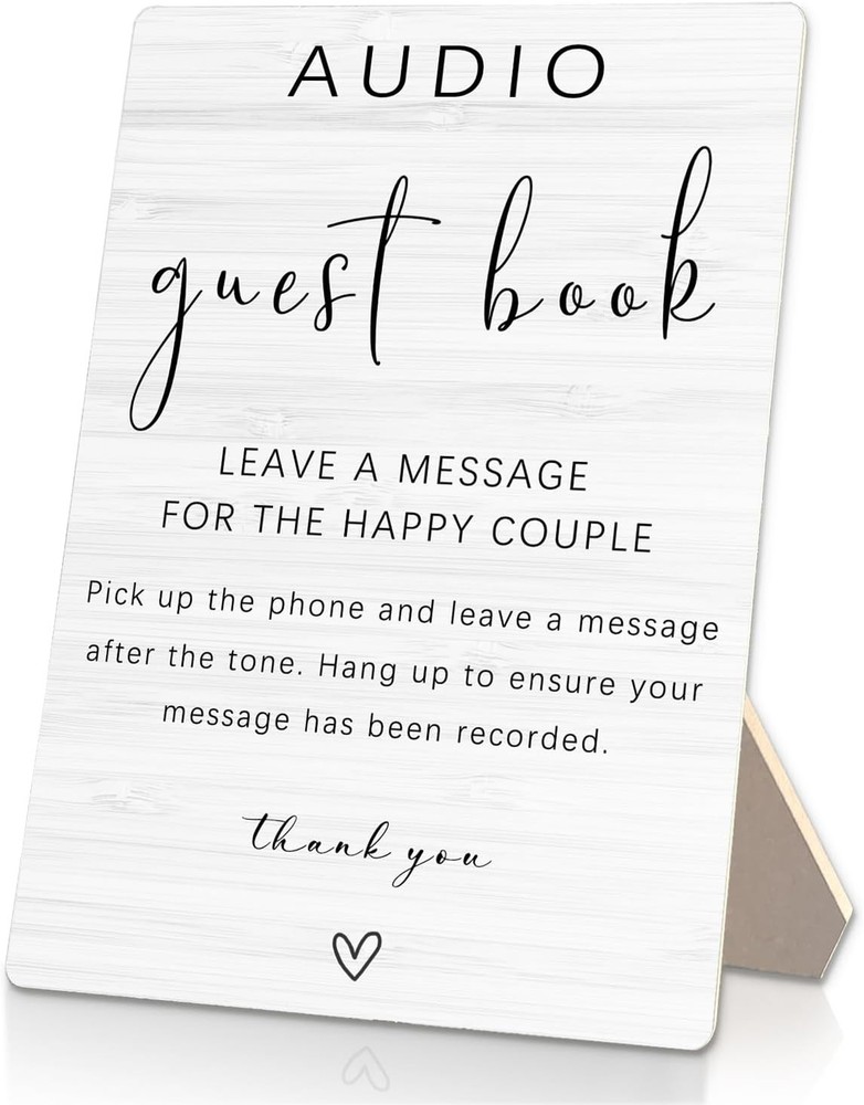Audio Guest Book Sign – Audio Phone Guestbook Wooden 5x7inches Audio White