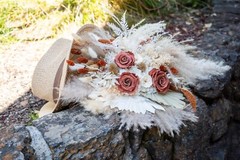 Country Chic Rust / Burnt Orange Pampas Grass Bridal Bouquet/Home decor/Wedding
