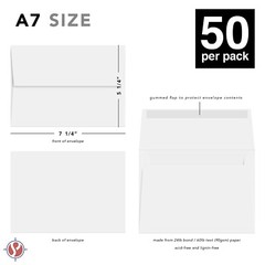 A7 Bright Color Square Flap Invitation Envelopes – 5 1/4 x 7 1/4″ – 50 Per Pack