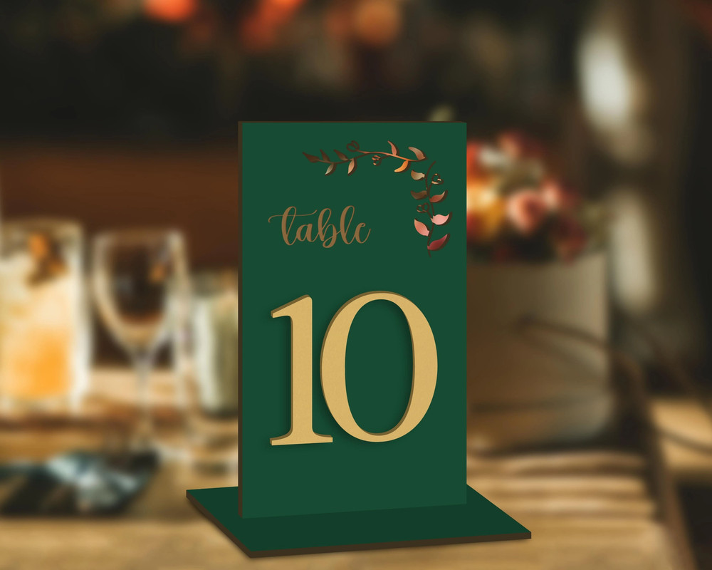 Personalised Engraving & 3D Raised Wooden MDF Wedding Table Number
