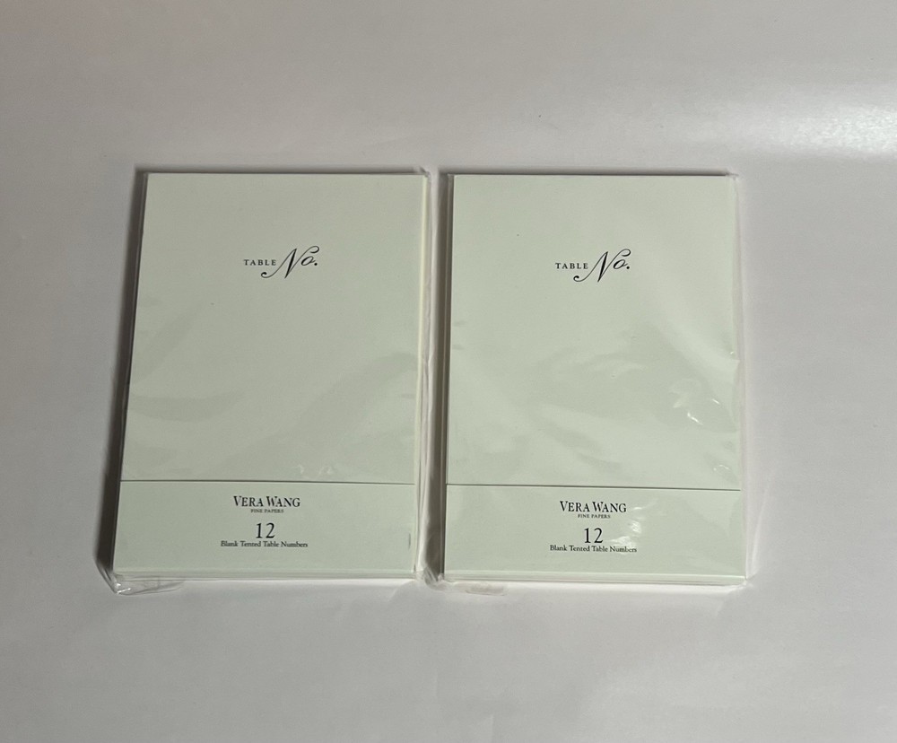 Vera Wang Fine Papers 12 BLANK Tented Table Number Cards Lot of (2) NEW