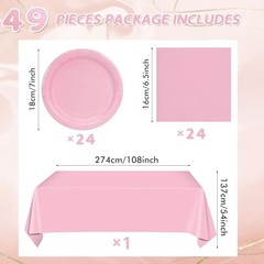 49Pcs Birthday Party Decorations Pink Party Supplies Set Include Light Pink