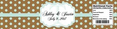 Kraft Paper & Mint Glitter Dots Wedding Anniversary Party Water Bottle Labels