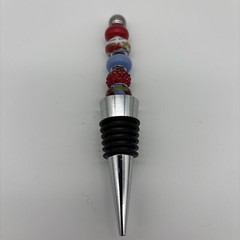 10PCS Beadable Wine Stoppers, Beaded Bottle Cap Zinc Alloy Silver+black Reusable