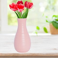 2 Pack Composite Plastics Flower Vase, Unbreakable Ceramic Look Vase for Pink