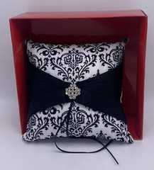 Ring Bearer Pillow Wedding NEW Black White Rhinestones Prty Mail Shp