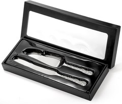 2 PCS Wedding Cake Knife and Server Set, Silver Cake Cutting Set, Vintage Eng…