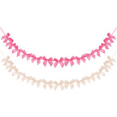 2 String of 13 PCS Champagne/Rose Red Bow Garland Banner Decoration Party Bow