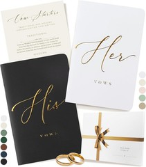 Classic White & Black Wedding Vow Books – 28 Pages, Perfect for Your Day