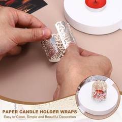 25Pcs Candle Wraps Decorate Tea Light Wrap Leaf Pattern, Reflective Silver