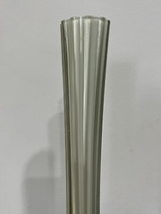 Vtg Smoked Gray White Cased Art Glass Ribbed Funky Unique Tower Vase 12” Tall