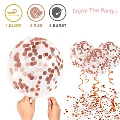 Rose Gold Confetti Balloons – 50pcs 50 Count (Pack of 1), and White