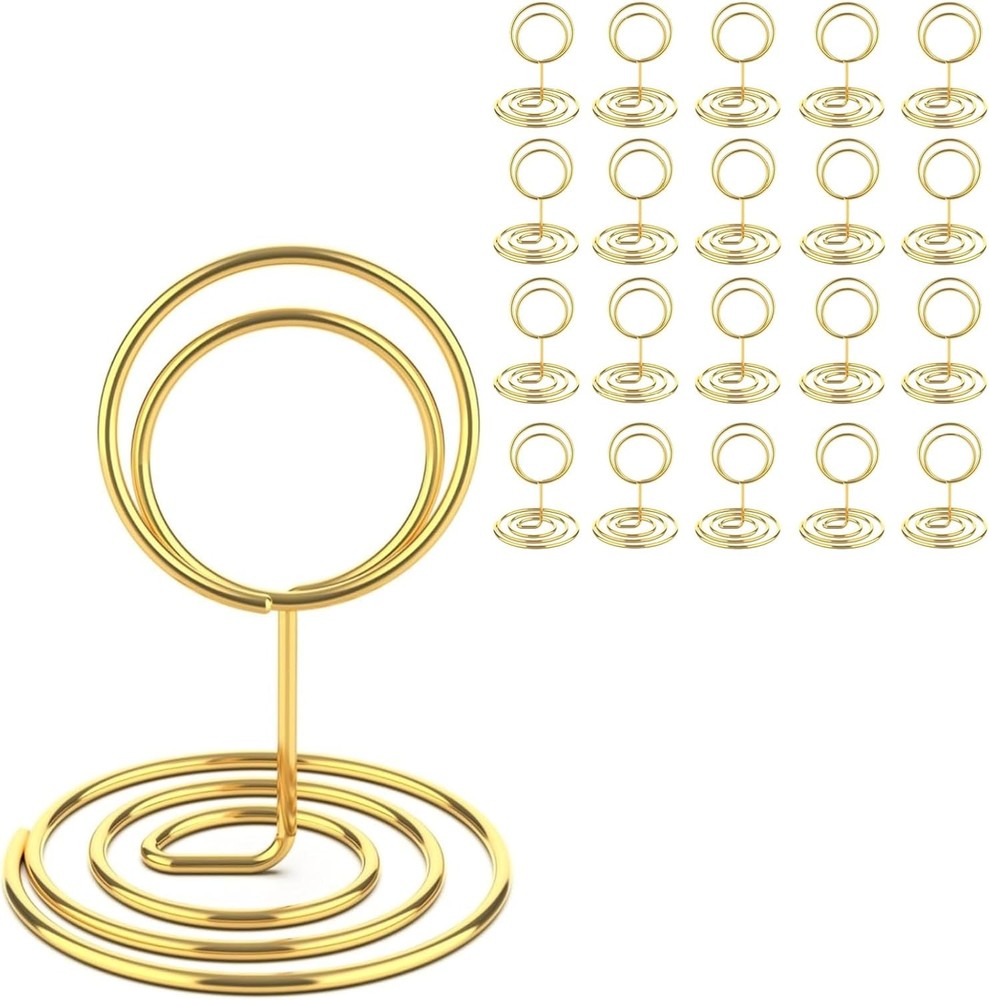 20 Pcs Gold Table Number Holders, 2.5-Inch Place Card Holders With Widened Base,