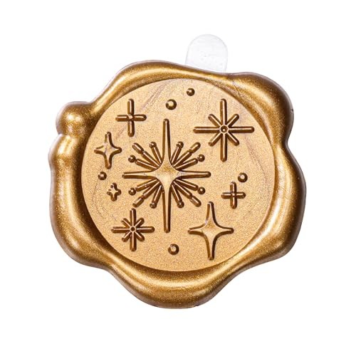 Star Wax Seal Stickers Pack Antique Gold Self Adhesive 50 Star, Antique Gold