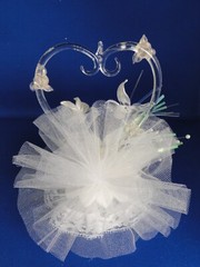 New Elegant Wedding Cake topper Blown Glass Heart Love Birds & flowers #206