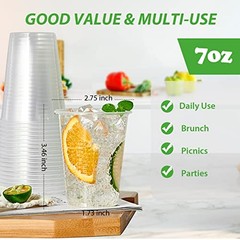 1000 PACK 7 oz Clear Plastic Cups, 7 Ounce Disposable Drinking 7 OZ-1000ct
