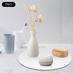 18Pcs Round Mirror Candle Plate Set Circle Mirror Trays Mirror Centerpiece NEW