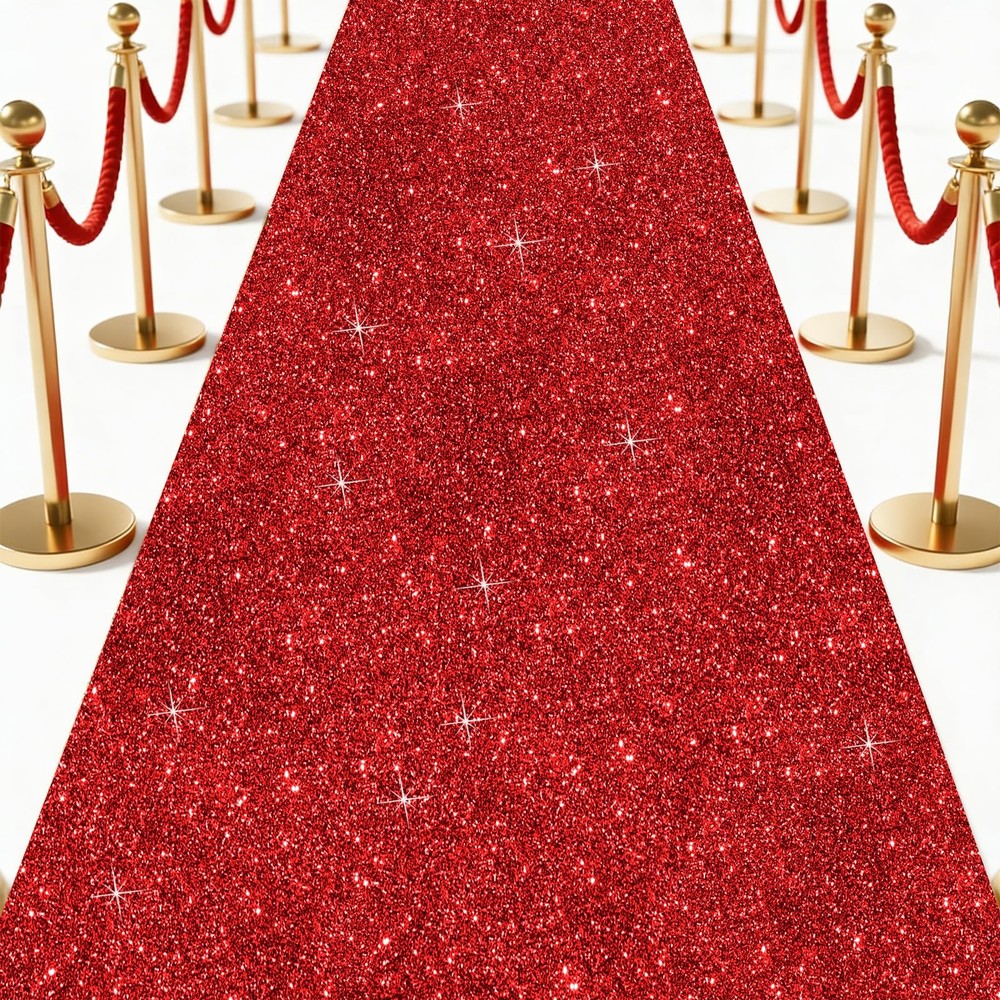 Glitter Carpet Runner 2.6FT x 15FT (200 GSM Thick) + Adhesive Tape – Durable …