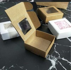 100x Clear Window Kraft White Black Paper Gift Boxes Favor Boxes Product Packing