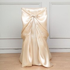 6 Beige SATIN UNIVERSAL CHAIR COVER for Wedding Banquet Reception Decorations
