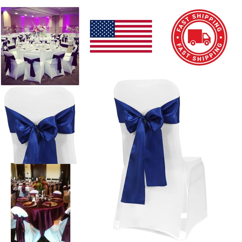 Durable Satin Chair Ties 50 Count Royal Blue for Engagement and Birthday Events