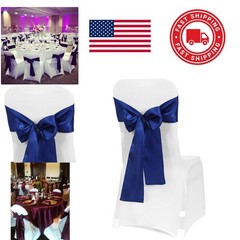 Durable Satin Chair Ties 50 Count Royal Blue for Engagement and Birthday Events