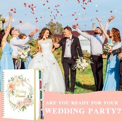 Floral Wedding Planner Book with Organizer, 5 Tabs, Hardcover, 9″ X 11.9