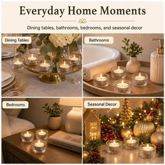 Tea Lights Candles 200 Pack, 4 Hour Palm Wax White 4 Hours,