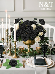 Artificial Black Rose Flowers Pack 50pcs Latex Foam Bouquets Wedding Party Home
