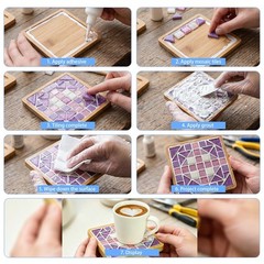 120 pcs Mosaic Tiles, CNYMANY Mixed Irregular Shapes Glitter Mosaic Glass Pie…