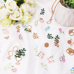 200Pcs Flower and Greenery Wedding Confetti for Tables, Rustic Vintage off the M