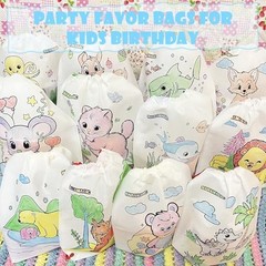 12 PCS Colorable Drawstring Backpack for 12 backpacks and 12 crayons (7 Colors)