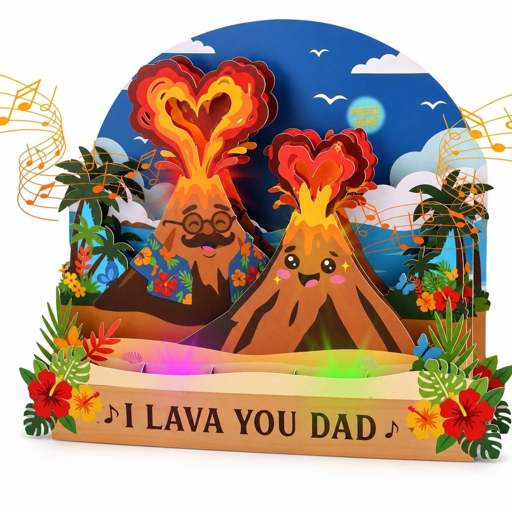 Musical Father’s Day Card – I Lava You 3D Pop Up Fathers Day Card with Lights…