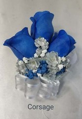 Royal Blue Silver White Rose Bridal Wedding Bouquet Accessories