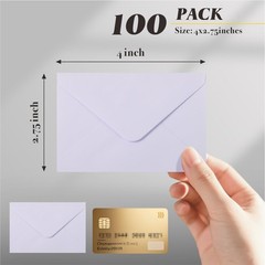 100 Pack 4 x 2.75″ Mini Envelopes 120GSM Gift Card 4 x 2.75 inches, White-100