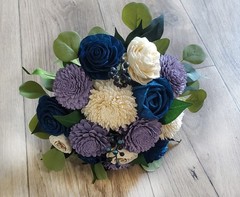 Lavender & Navy Bridal Bouquet Sola Wood Purple Blue Wedding Flowers Bridesmaid