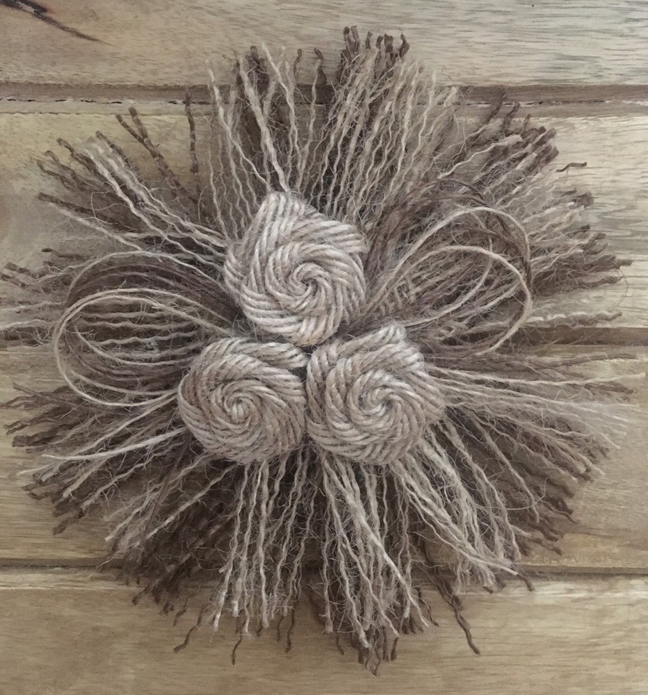 Primitive Burlap Fringe Rose Flower Barn Wedding Bridal Shabby Chic S/2 5″ Nat