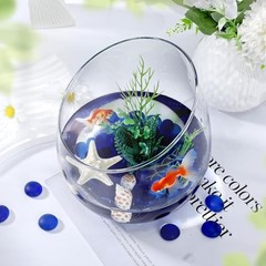 Glass Beads for Vases Glass Marbles Bulk for Vases, Flat 0.8LB Deep Blue