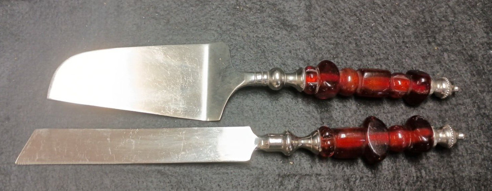 Cypress Home 2 Piece Dessert Server Set Knife & Server India Acrylic Handles